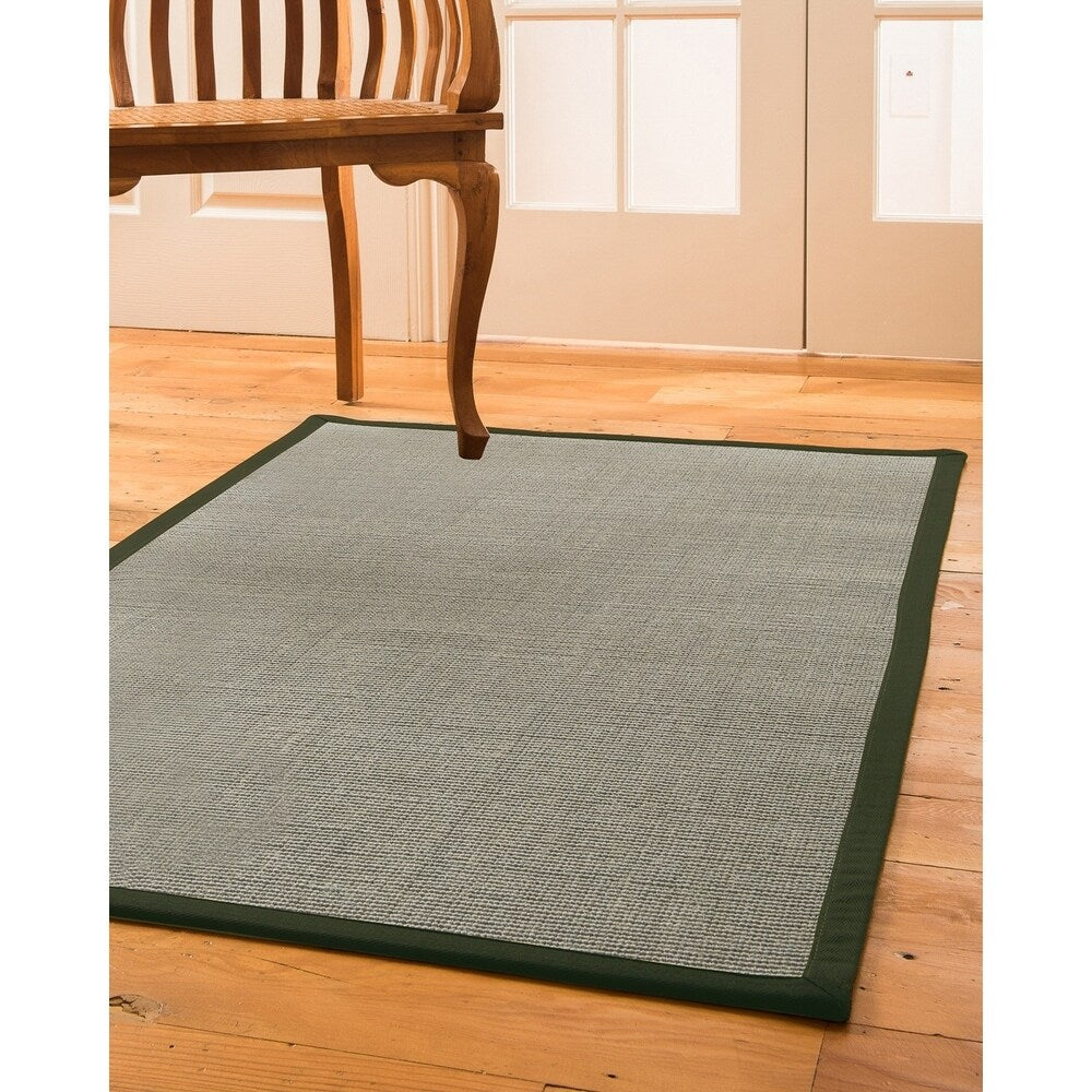 NaturalAreaRugs Barton Sisal Area Rug Hand-Woven Green Border (9' x 12') - 9' x 12'