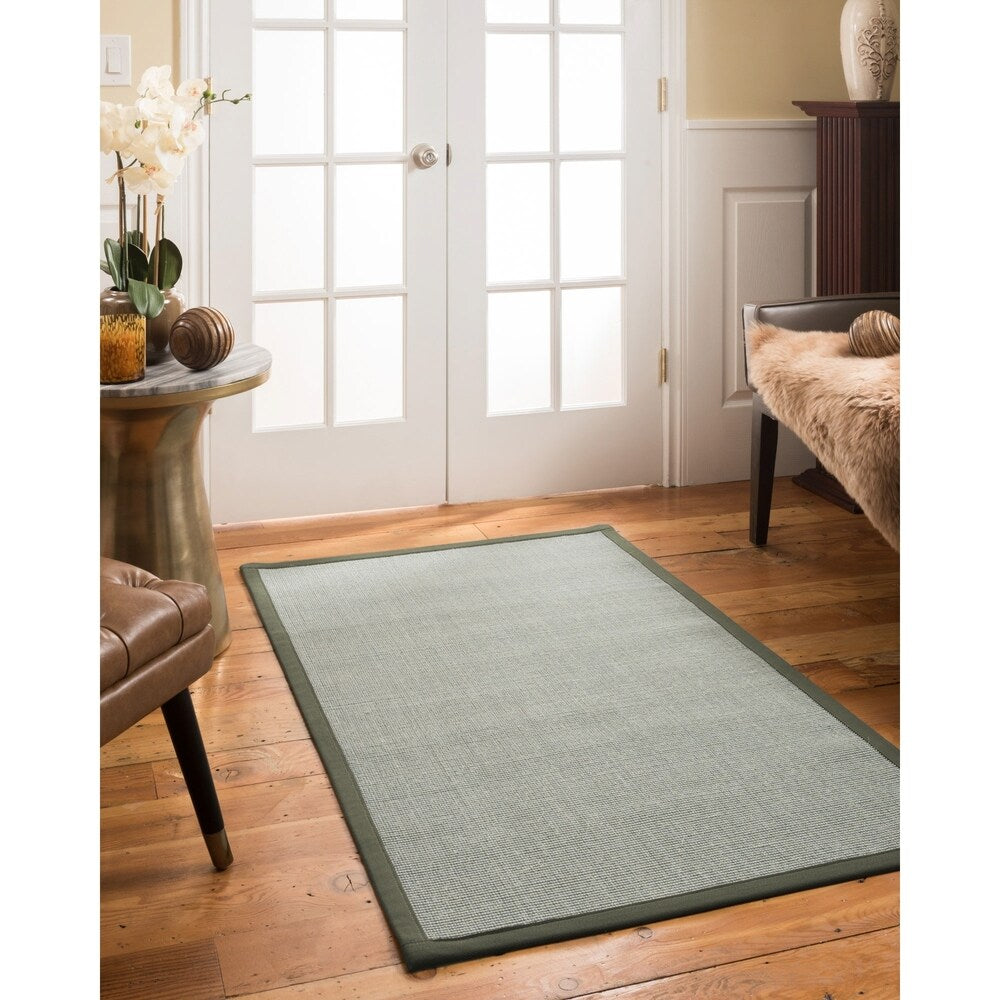 NaturalAreaRugs Barton Sisal Area Rug Hand-Woven Green Border (9' x 12') - 9' x 12'
