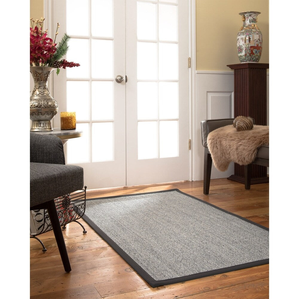 NaturalAreaRugs Posada Sisal Area Rug Hand-Woven Onyx Border (9' x 12') - 9' x 12'