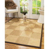 Natural Area Rugs, Rectangle (12'X15'), 100% Natural Fiber Chariot, Sisal Brown/Multi,Handmade,Fudge Extra Wide Border
