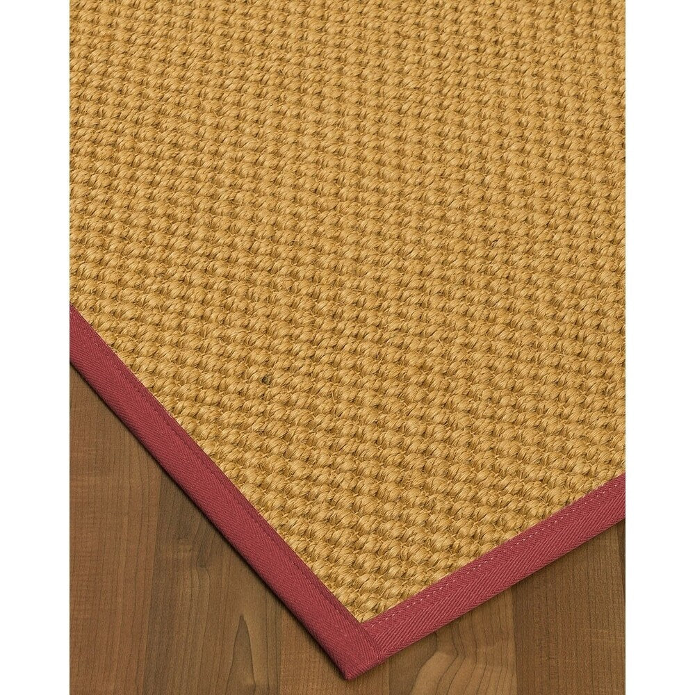 Natural Area Rugs, Rectangle (2'6"X14'), 100% Natural Fiber Barletta, Sisal Beige,Handmade,Red Extra Wide Border - 2'6" x 14'