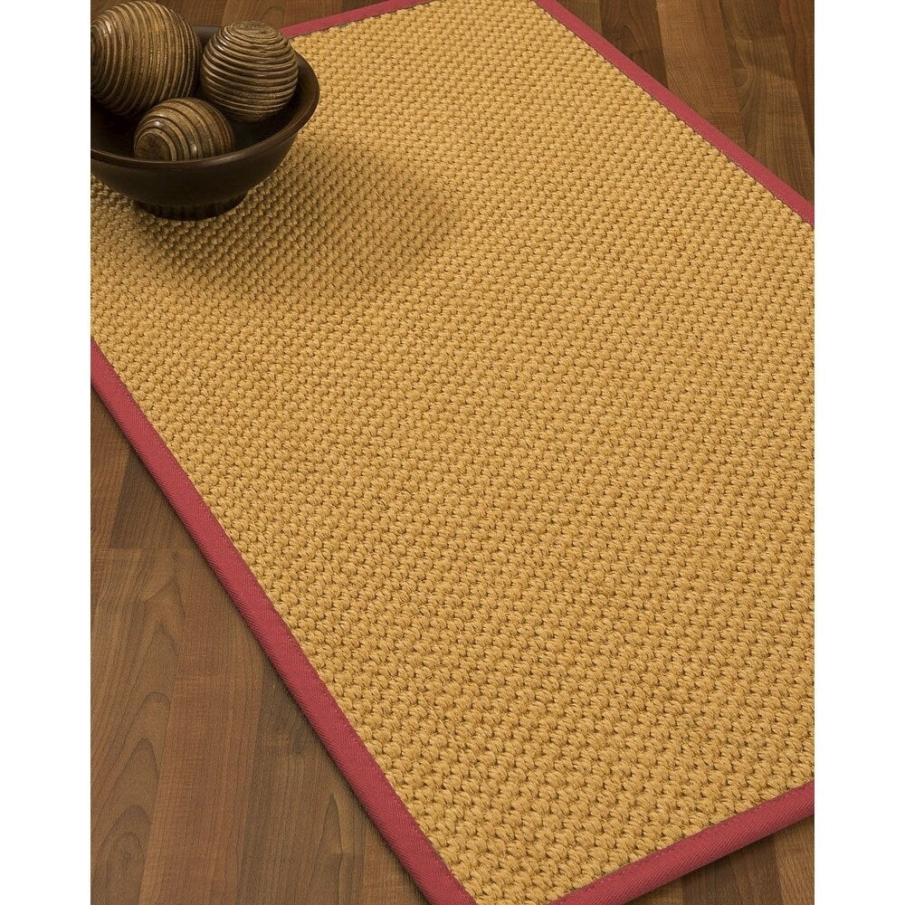 Natural Area Rugs, Rectangle (2'6"X14'), 100% Natural Fiber Barletta, Sisal Beige,Handmade,Red Extra Wide Border - 2'6" x 14'