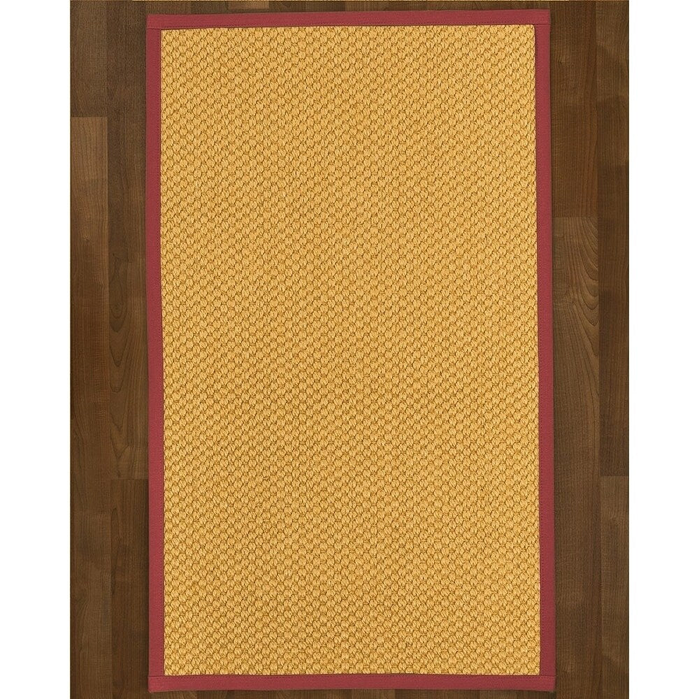 Natural Area Rugs, Rectangle (2'6"X14'), 100% Natural Fiber Barletta, Sisal Beige,Handmade,Red Extra Wide Border - 2'6" x 14'