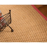 Natural Area Rugs, Rectangle (2'6"X14'), 100% Natural Fiber Barletta, Sisal Beige,Handmade,Red Extra Wide Border - 2'6" x 14'