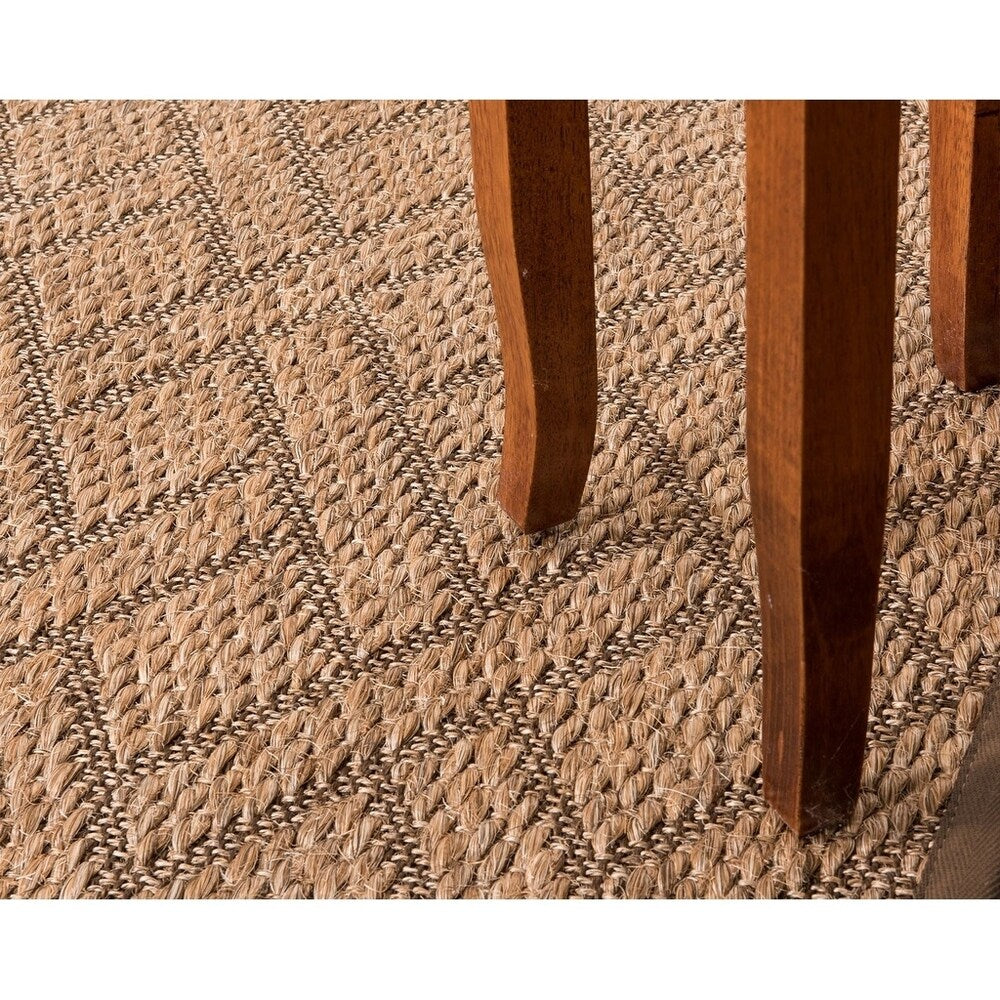 Natural Area Rugs, Rectangle (2'6"X9'), 100% Natural Fiber Constantine, Sisal Beige/Multi,Handmade,Fudge Extra Wide Border