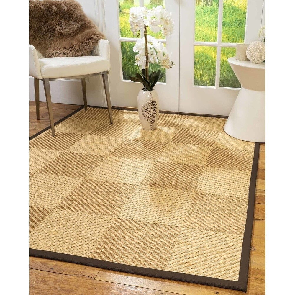 Natural Area Rugs, Rectangle (3'X5'), 100% Natural Fiber Chariot, Sisal Brown/Multi,Handmade,Fudge Extra Wide Border - 3' x 5'