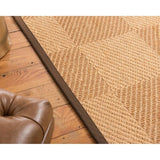 Natural Area Rugs, Rectangle (3'X5'), 100% Natural Fiber Chariot, Sisal Brown/Multi,Handmade,Fudge Extra Wide Border - 3' x 5'