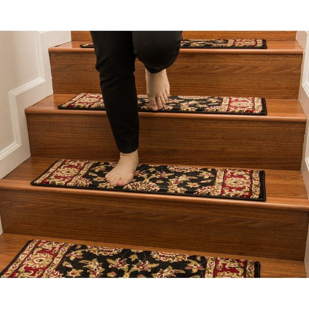 Natural Area Rugs Sydney Black Polypropylene Stair Treads (Set of 13) - 13PC (9" x 29")