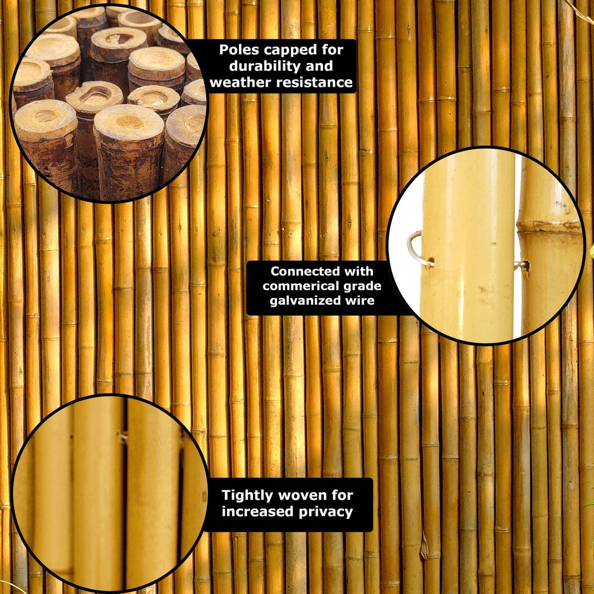 Natural Bamboo Fencing Decorative Fence 6 ft H x 8 ft L x 3/4 in D
