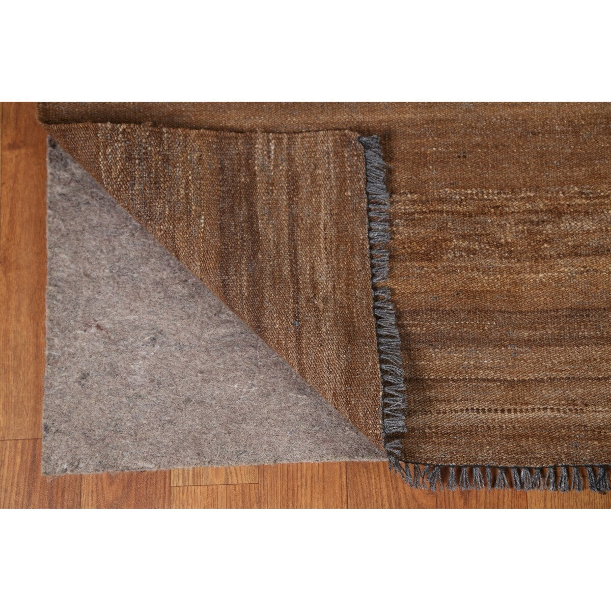 Natural Brown Kilim Wool Modern Area Rug - 5'5''x 6'5''