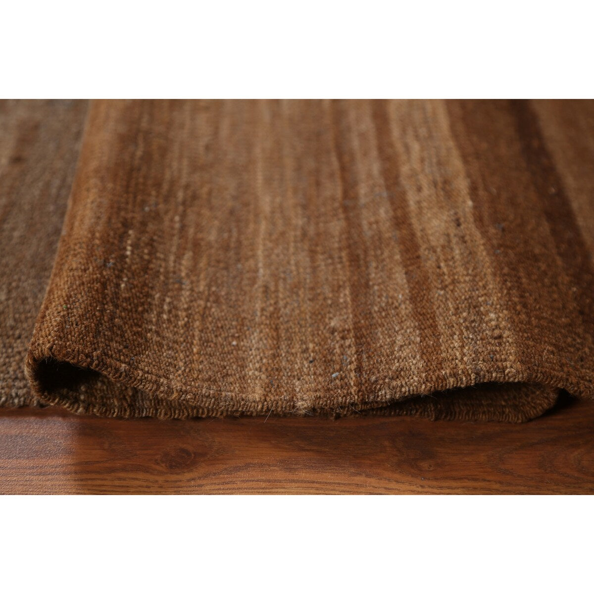 Natural Brown Kilim Wool Modern Area Rug - 5'5''x 6'5''