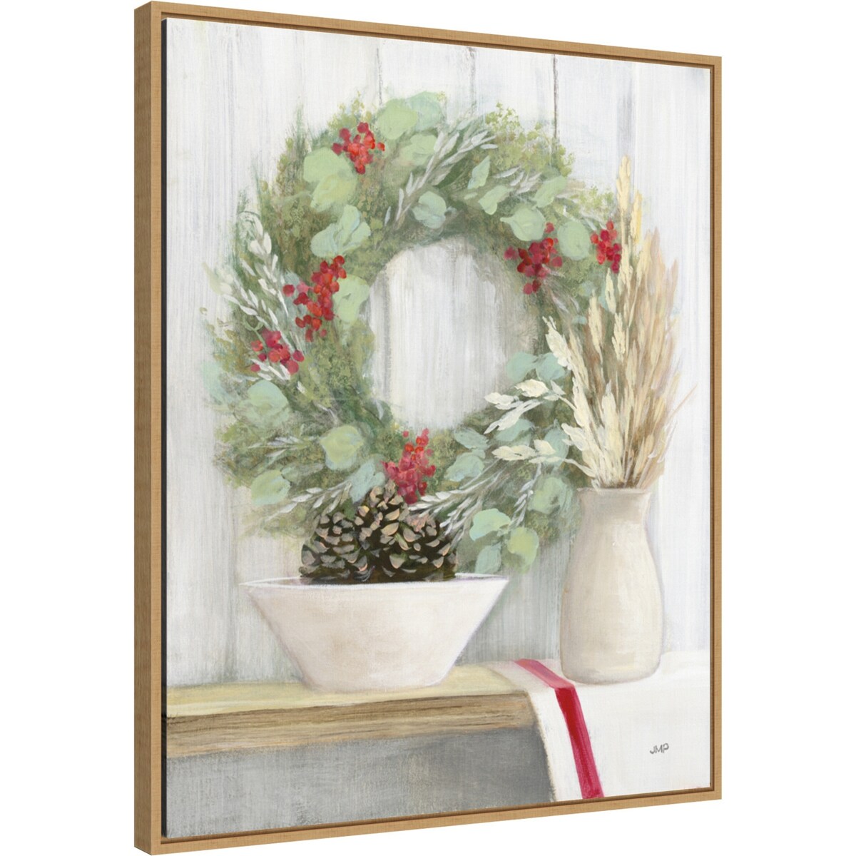 Natural Christmas I by Julia Purinton Canvas Art Framed - 23 x 28 in