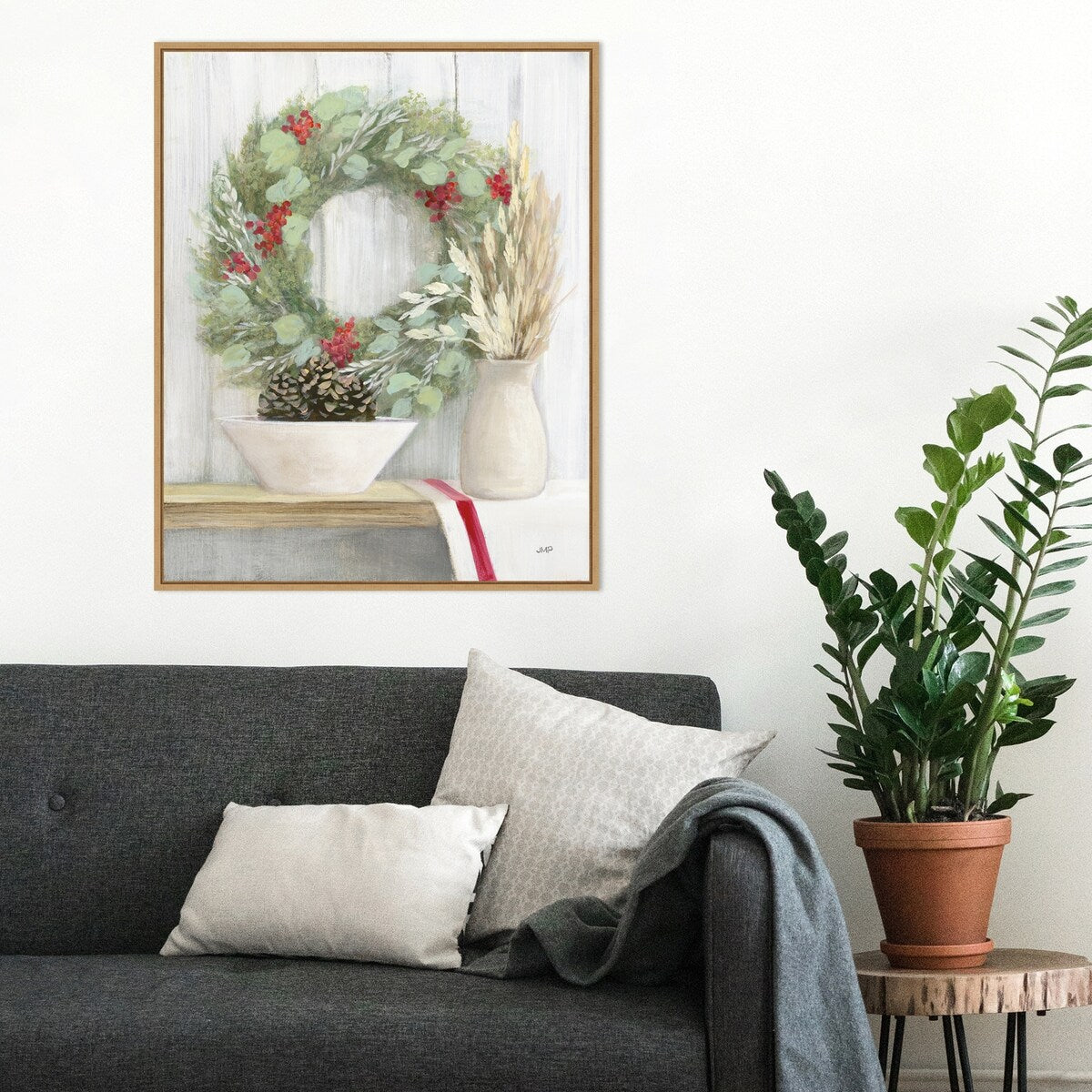 Natural Christmas I by Julia Purinton Canvas Art Framed - 23 x 28 in