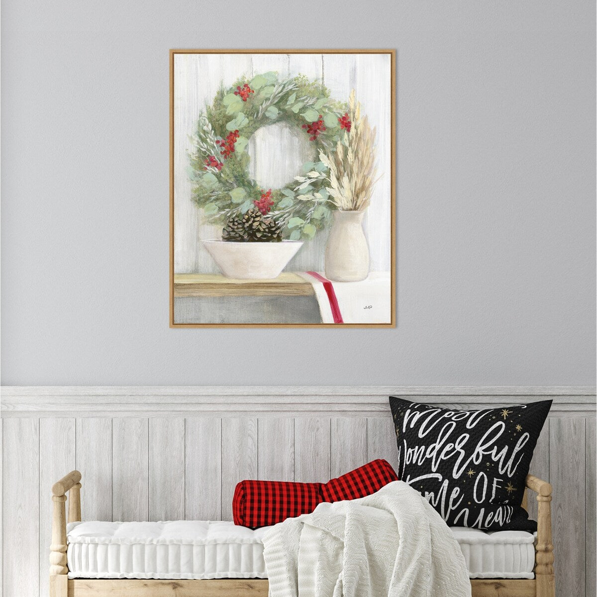 Natural Christmas I by Julia Purinton Canvas Art Framed - 23 x 28 in