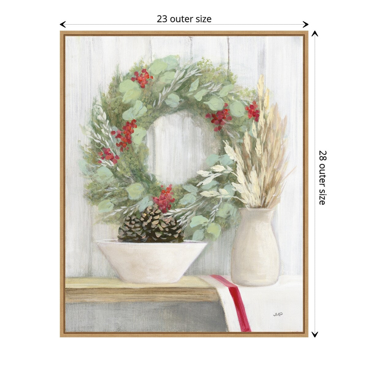 Natural Christmas I by Julia Purinton Canvas Art Framed - 23 x 28 in