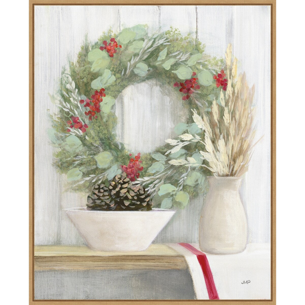 Natural Christmas I by Julia Purinton Canvas Art Framed - 23 x 28 in