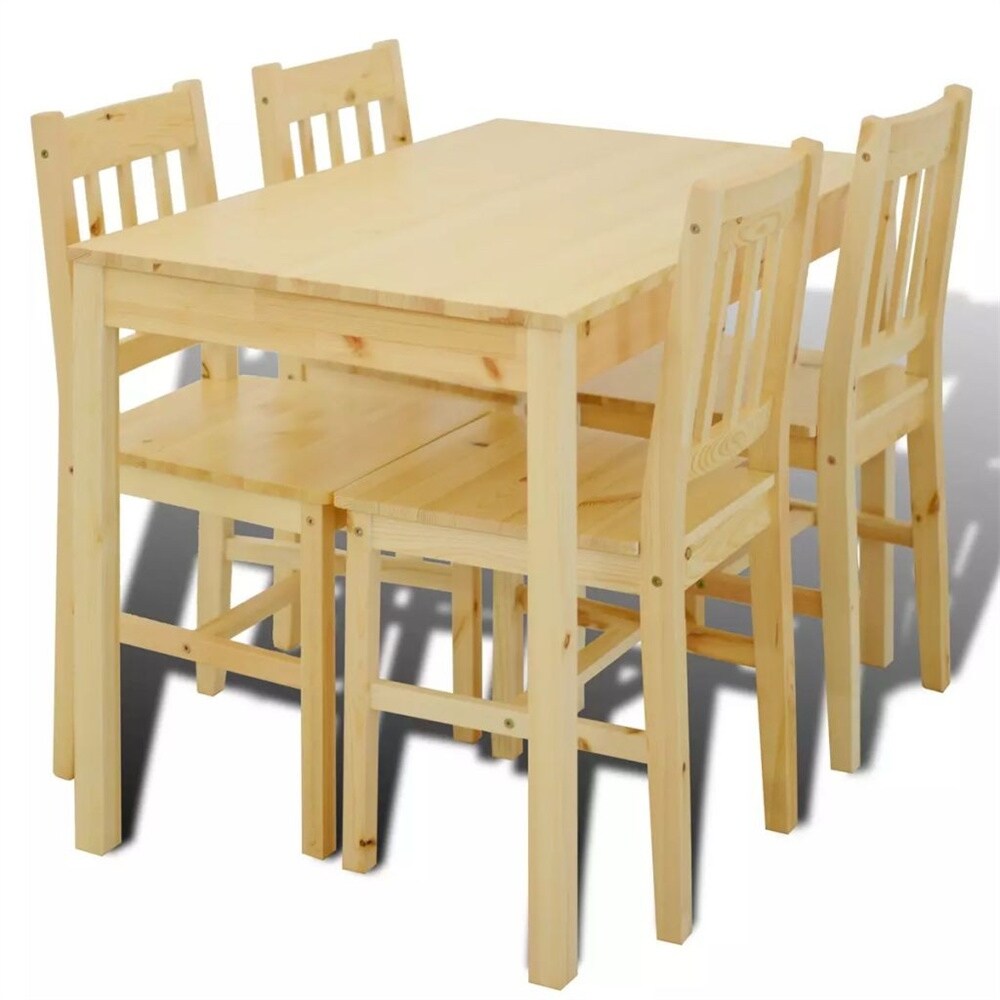 Natural Color Wooden Dining Table with 4 Chairs
