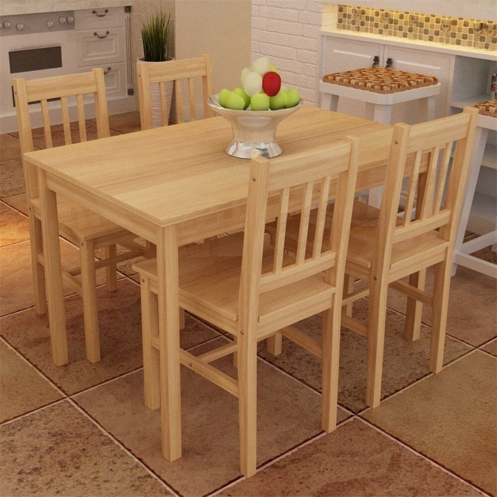 Natural Color Wooden Dining Table with 4 Chairs