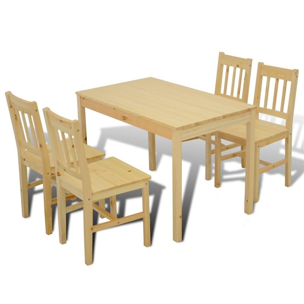 Natural Color Wooden Dining Table with 4 Chairs