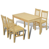 Natural Color Wooden Dining Table with 4 Chairs