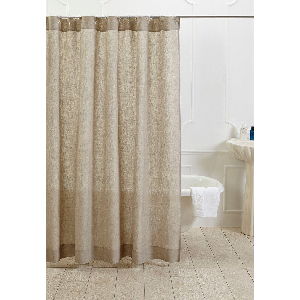Natural Cotton Linen Shower Curtain