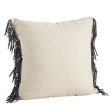 Natural Cowhide & Suede Fringe Trim Down Filled Pillow