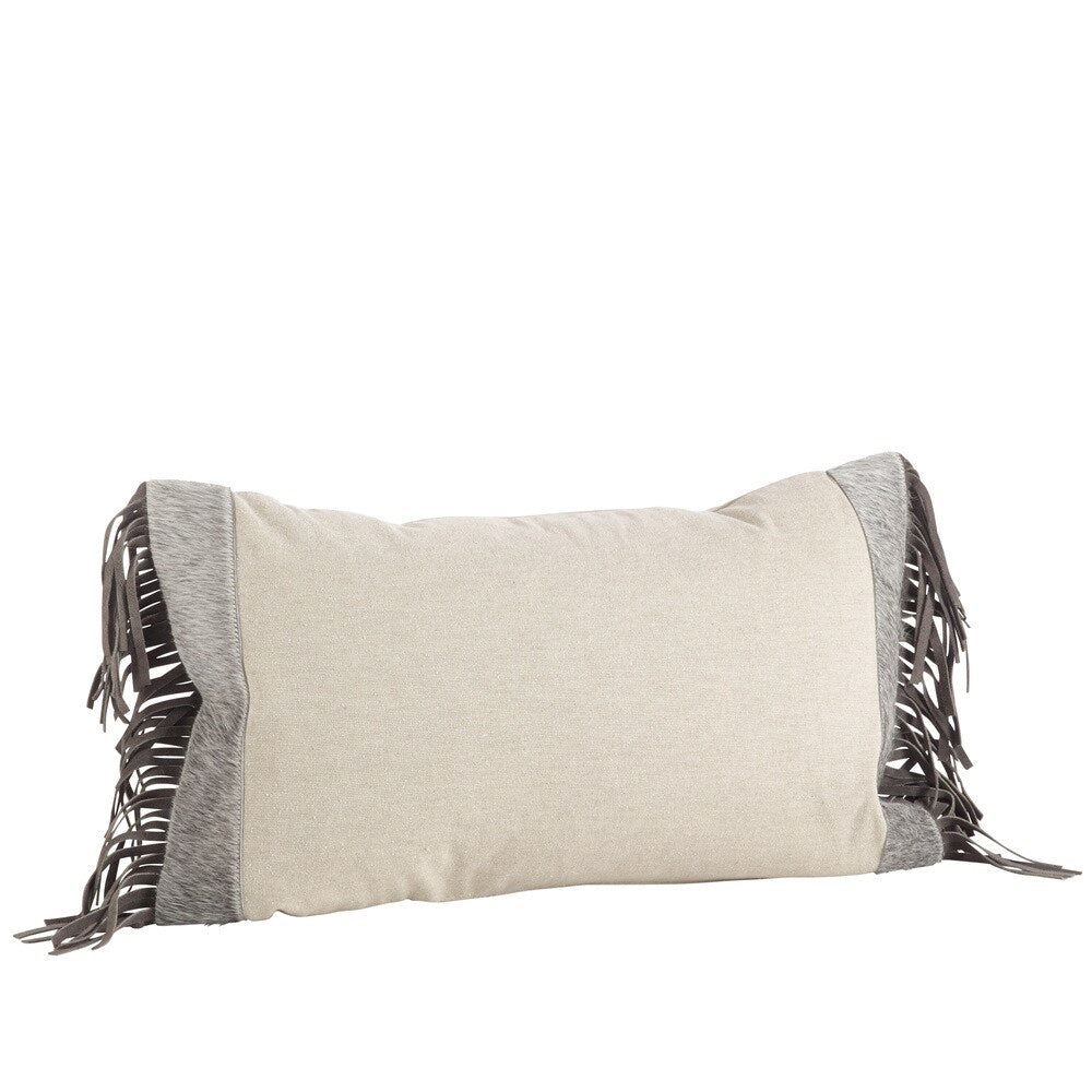 Natural Cowhide & Suede Fringe Trim Down Filled Pillow