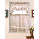Natural Floral Tiered Curtain Sets (3-piece)