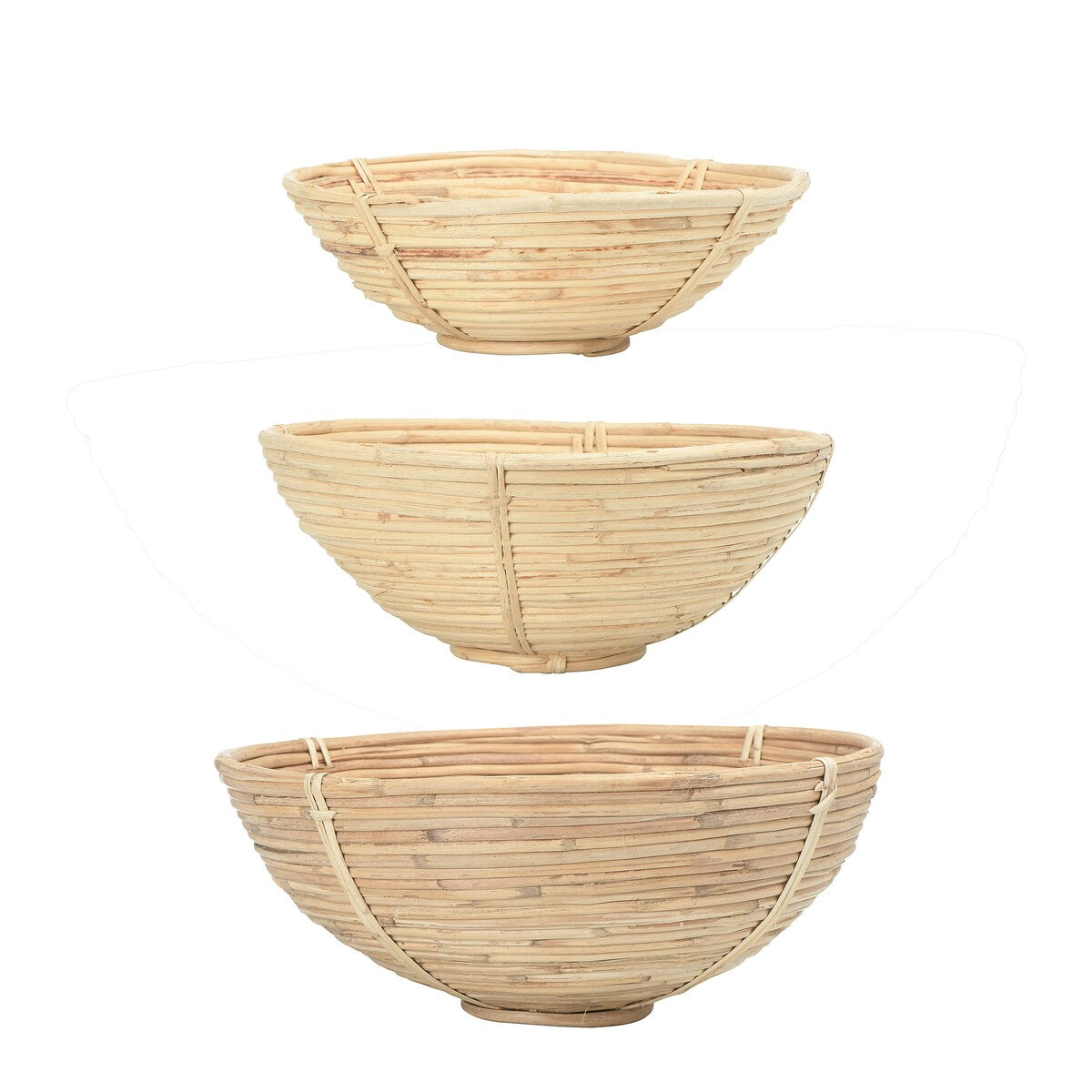 Natural Hand-Woven Cane Bowls, Set of 4
