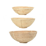 Natural Hand-Woven Cane Bowls, Set of 4