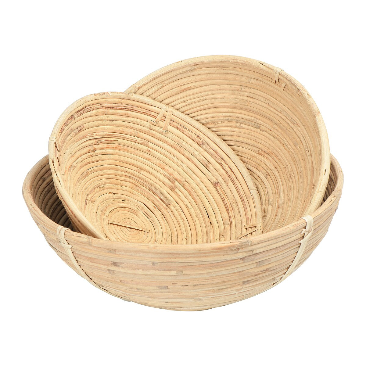 Natural Hand-Woven Cane Bowls, Set of 4