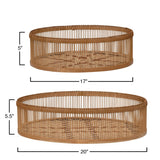 Natural Hand-Woven Trays, Set of 2
