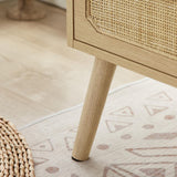 Natural Handmade Rattan Nightstand with Socket