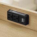 Natural Handmade Rattan Nightstand with Socket