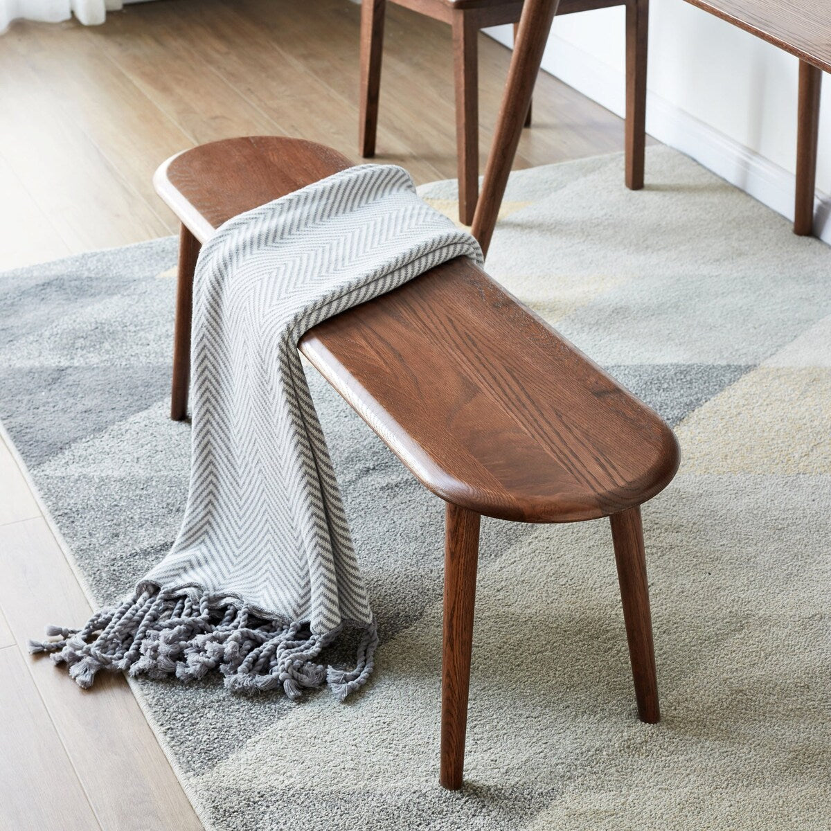 Natural Oak Wood Dining Bench for Dining Room, Bedroom