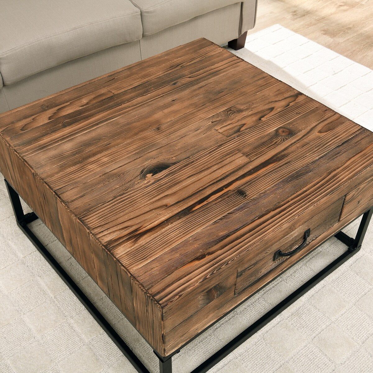 FirsTime & Co. Natural Orion Industrial Coffee Table, Wood Top, Metal Frame