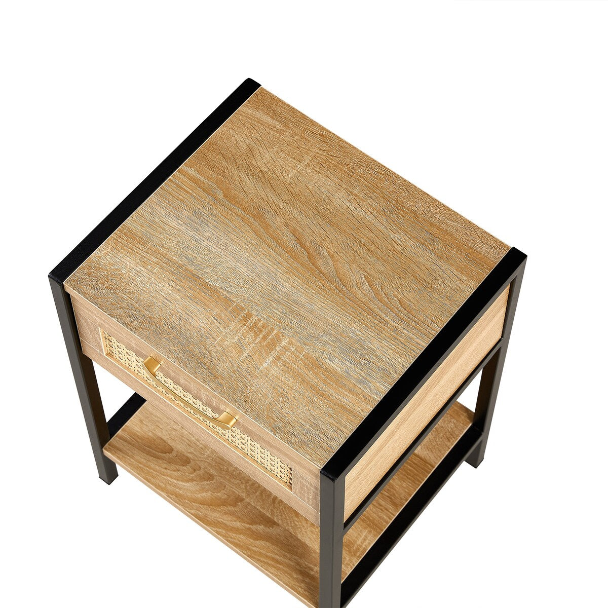 Natural Rattan 1-Drawer White/Brown Nightstand Bedroom Sofa Side Table Bedside Furniture