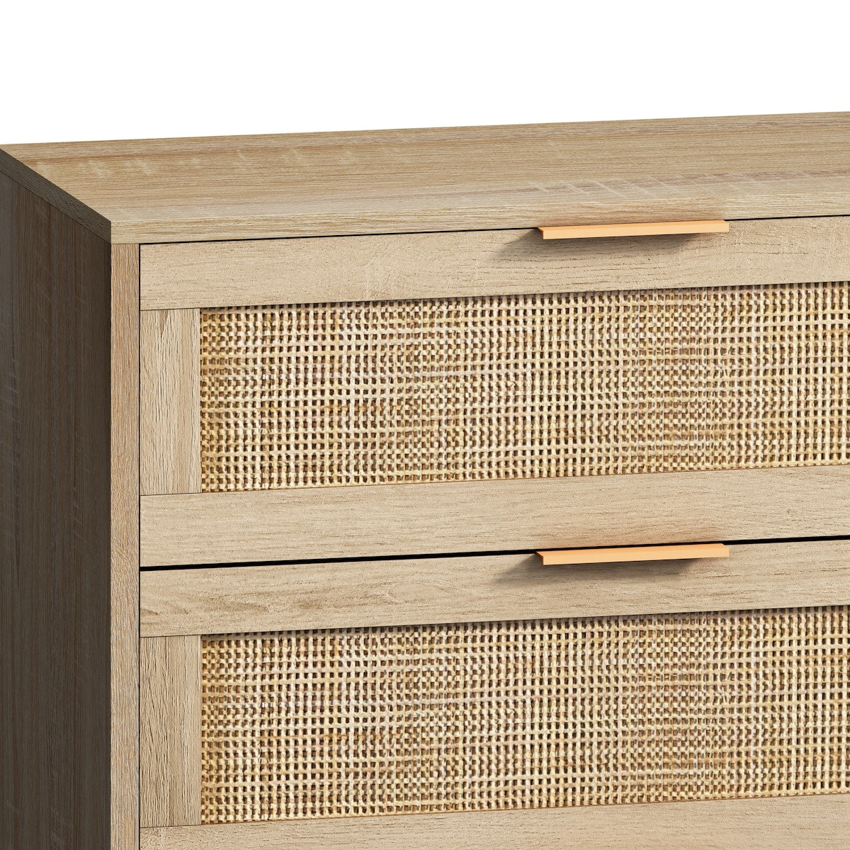 Natural Rattan Drawer Storage Cabinet with 6 Drawers, Perfect for Bedroom and Living Room, 51.18" Size