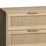 Natural Rattan Drawer Storage Cabinet with 6 Drawers, Perfect for Bedroom and Living Room, 51.18" Size