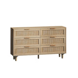 Natural Rattan Drawer Storage Cabinet with 6 Drawers, Perfect for Bedroom and Living Room, 51.18" Size
