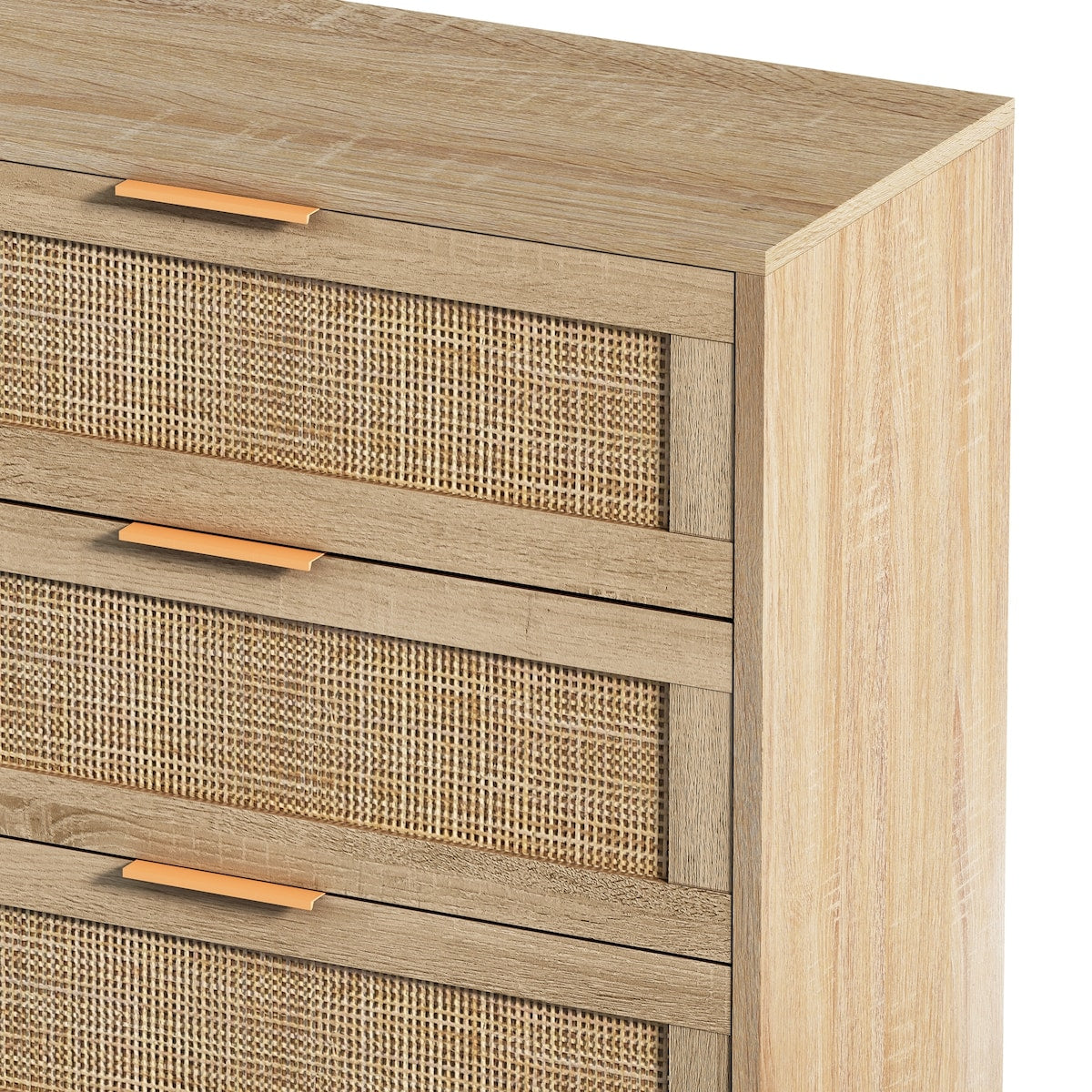 Natural Rattan Drawer Storage Cabinet with 6 Drawers, Perfect for Bedroom and Living Room, 51.18" Size