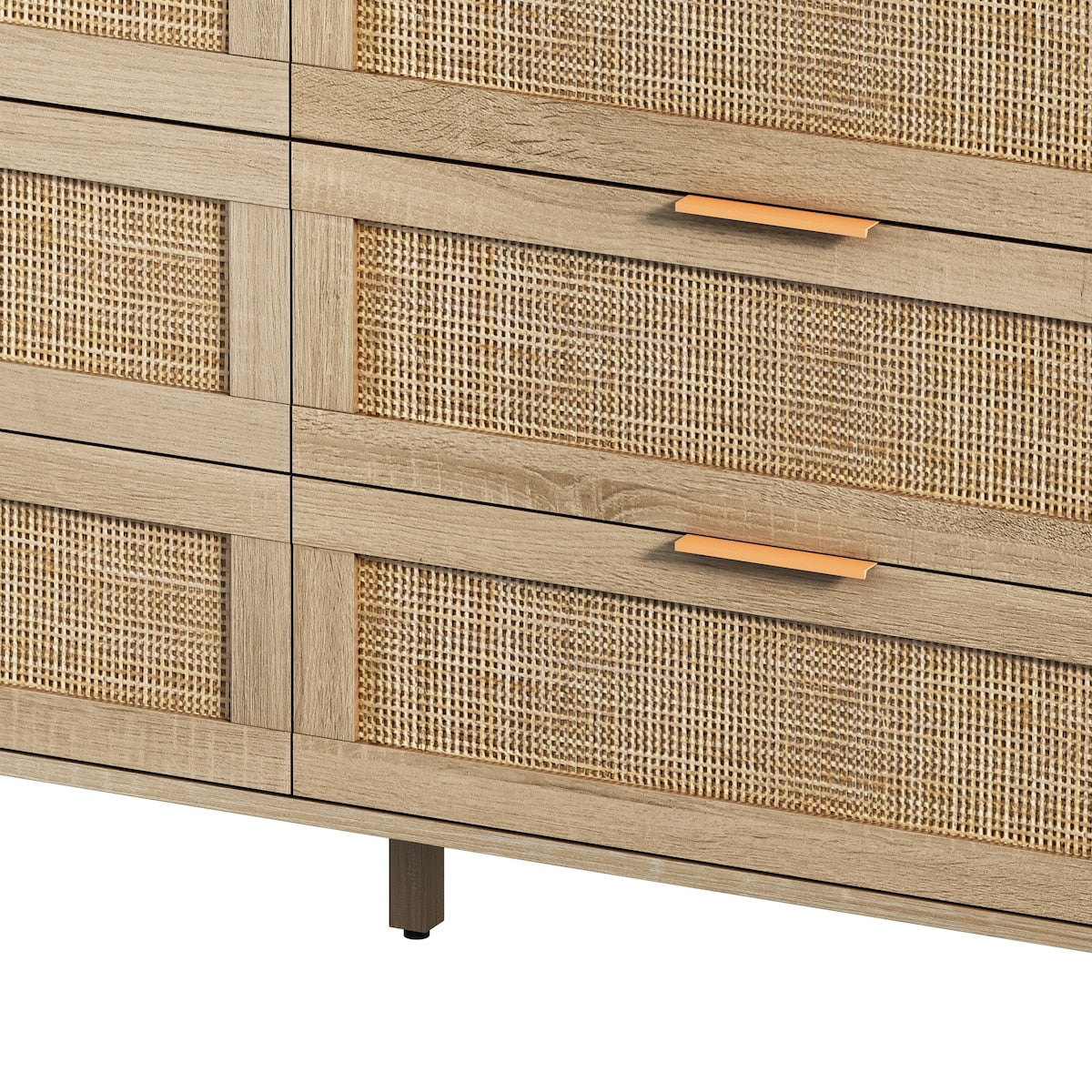 Natural Rattan Drawer Storage Cabinet with 6 Drawers, Perfect for Bedroom and Living Room, 51.18" Size
