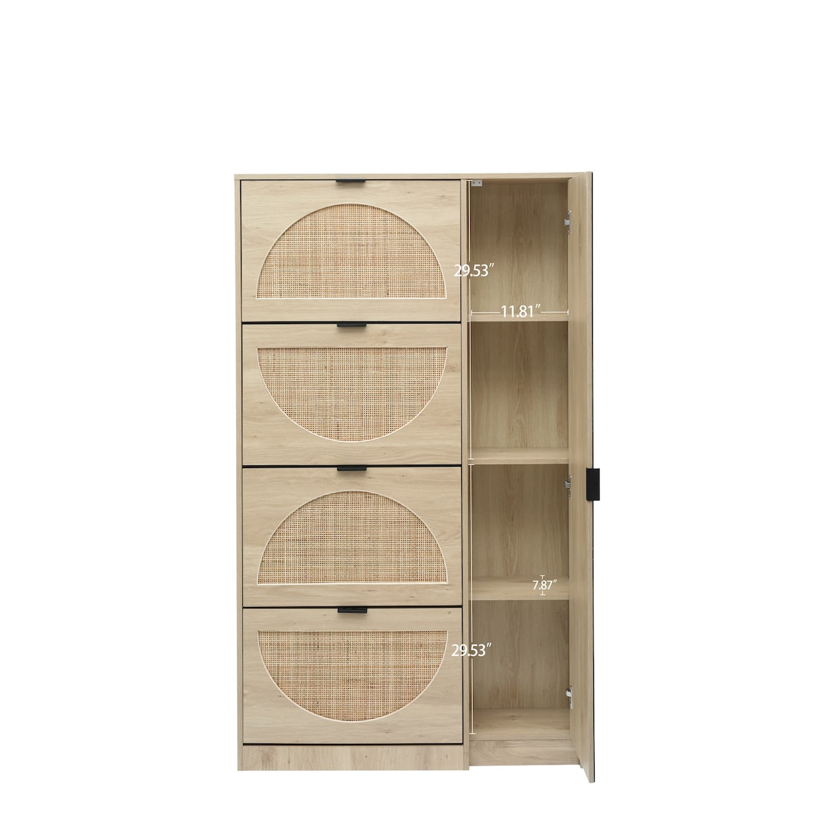 Shoe Cabinet with 4-Tier Shoe Rack Storage Cabinet Wood 4 Door