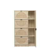 Shoe Cabinet with 4-Tier Shoe Rack Storage Cabinet Wood 4 Door