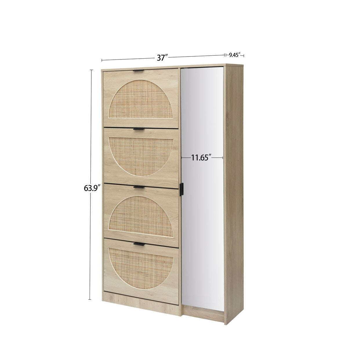 Shoe Cabinet with 4-Tier Shoe Rack Storage Cabinet Wood 4 Door