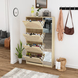 Shoe Cabinet with 4-Tier Shoe Rack Storage Cabinet Wood 4 Door