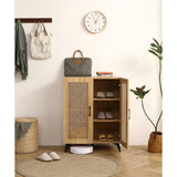Natural Rattan Storage Cabinet Double Door Shoe Cabinet