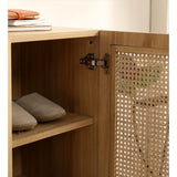 Natural Rattan Storage Cabinet Double Door Shoe Cabinet