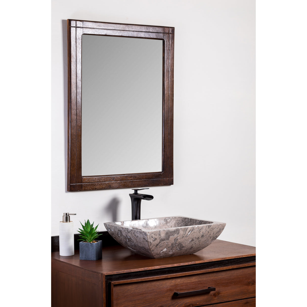 Natural Stone Vessel Bathroom Sink - Rectangular Stone Sink