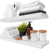 Natural Wood Floating Shelves Set of 2